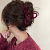 Velvet Bow Hair Clip Red Claw For Elegant Updos_Cwaha07311