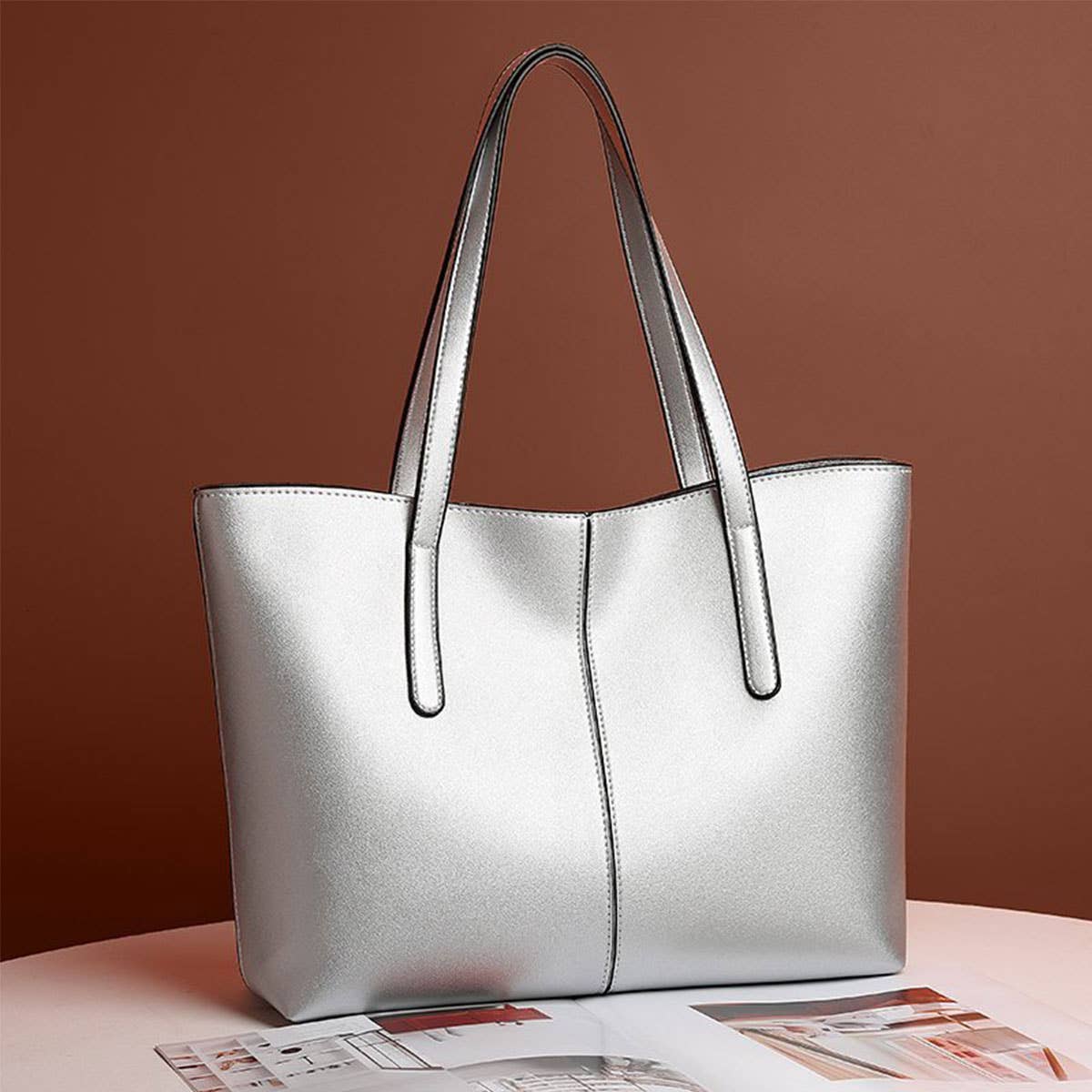 TEXTURE RETRO SHOULDER TOTE BAG_CUAB0062