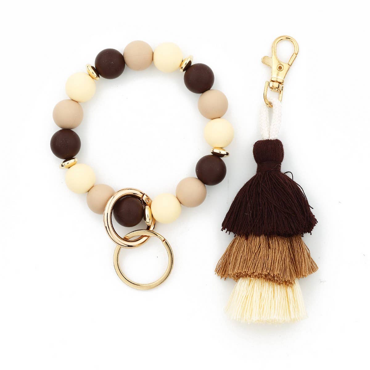 Womens Tassel Silicone Bead Keychain Bracelet_Cwab5029