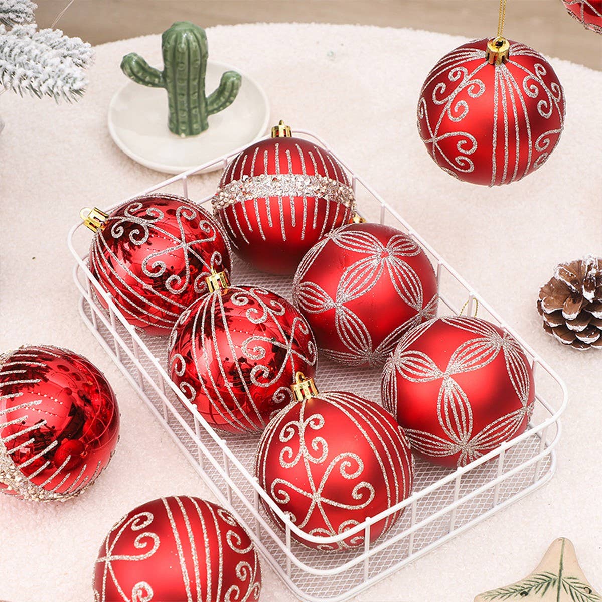 8CM PAINTED ELECTROPLATED CHRISTMAS BALL ORNAMENT_CWMM9865