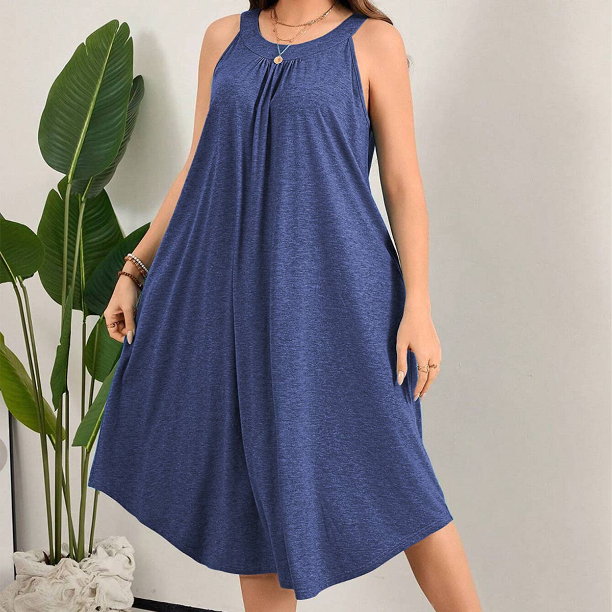 ELEGANT SLEEVELESS BEACH GETAWAY DRESS_CWDMD6045