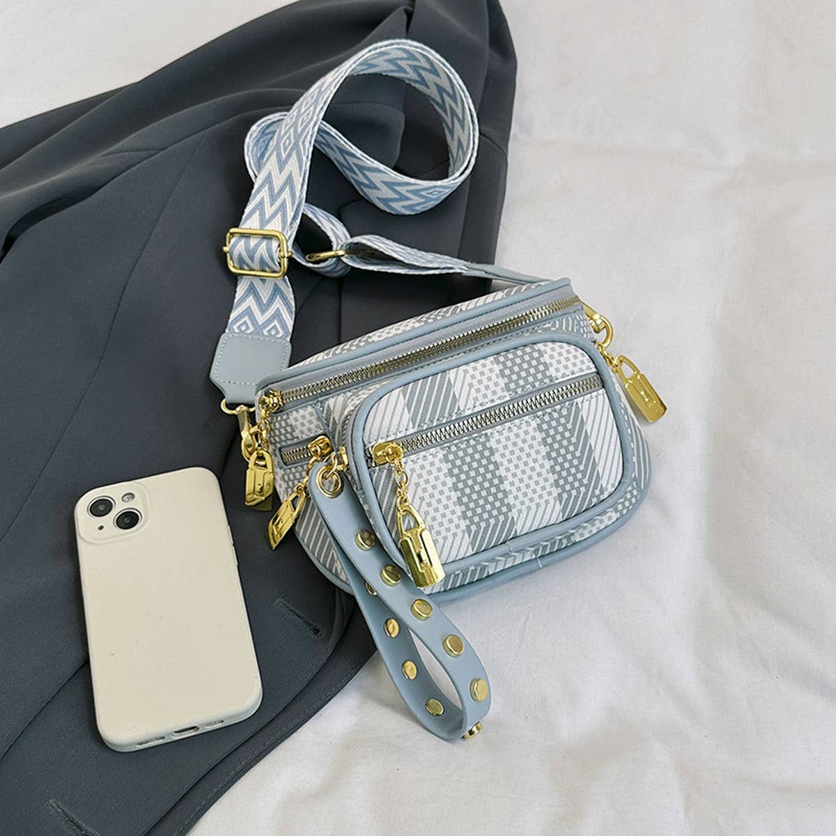 2024 NEW MULTI LAYER ZIPPER RIBBON CHEST BAG_CWAB2086