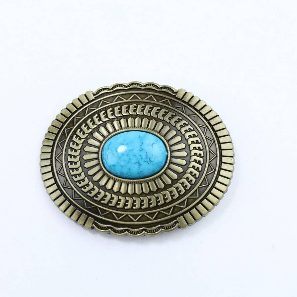 Western Belt Buckle With Turquoise Accents_Cwabe0428