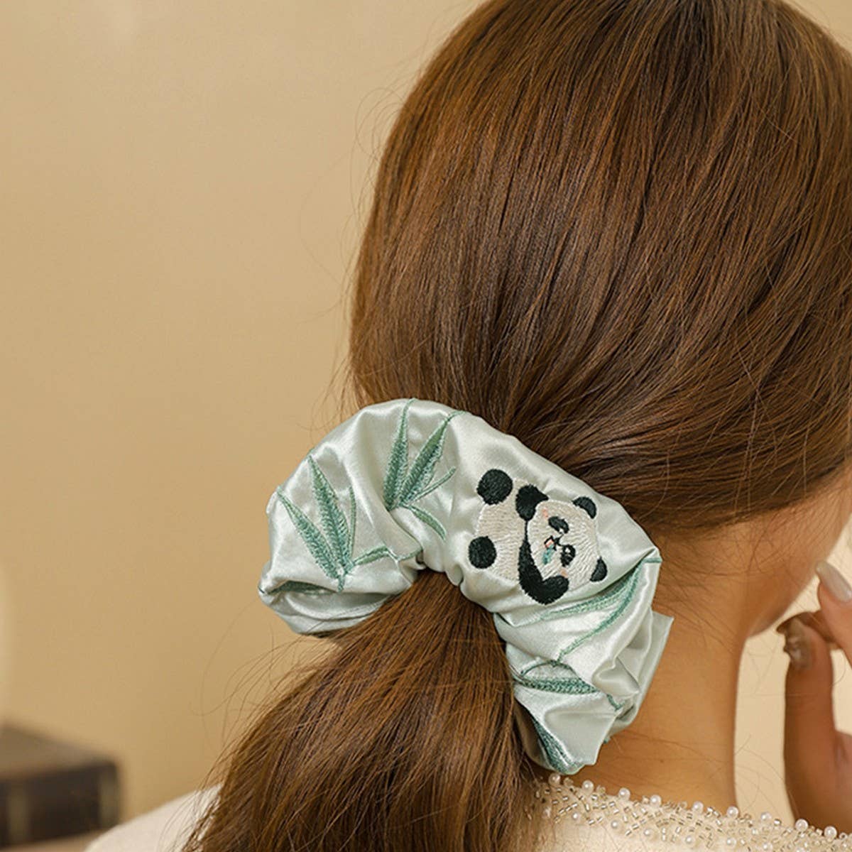 PANDA EMBROIDERED HAIR TIE FOR TRADITIONAL WEAR_CWAHA5414