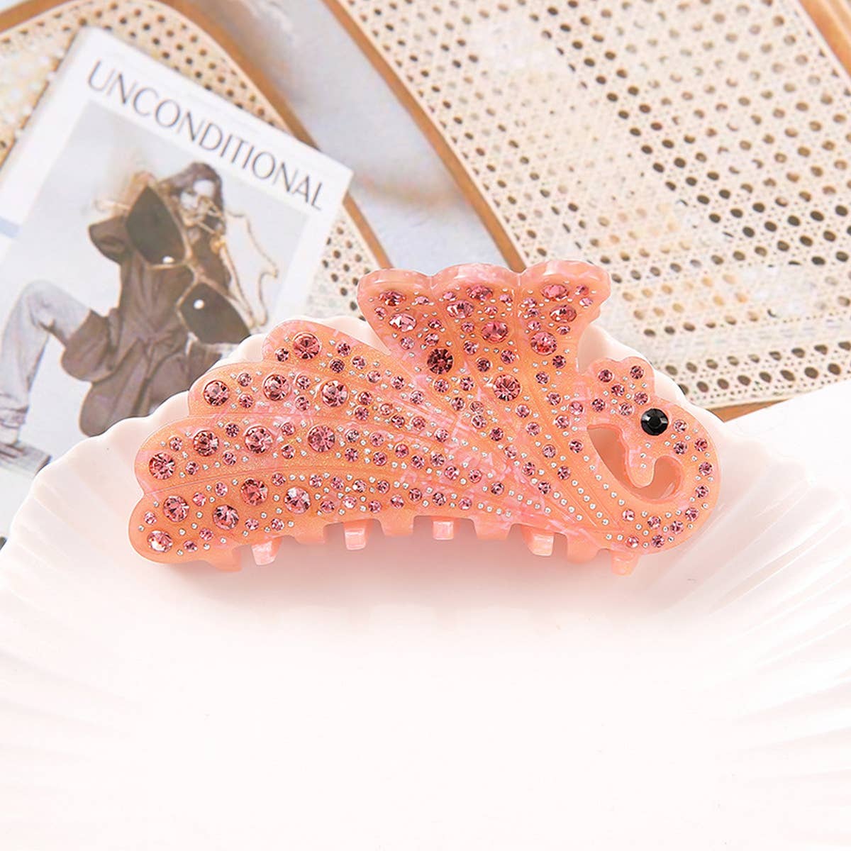 PHOENIX ACRYLIC HAIR CLAW RHINESTONE CARTOON CLIP_CWAHA1004