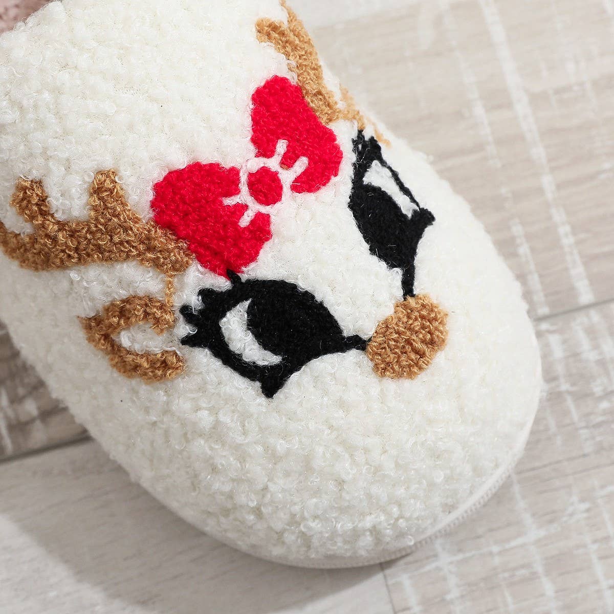 CUTE DEER HORN CHRISTMAS ELEMENT COTTON SLIPPERS_CWSHS0448
