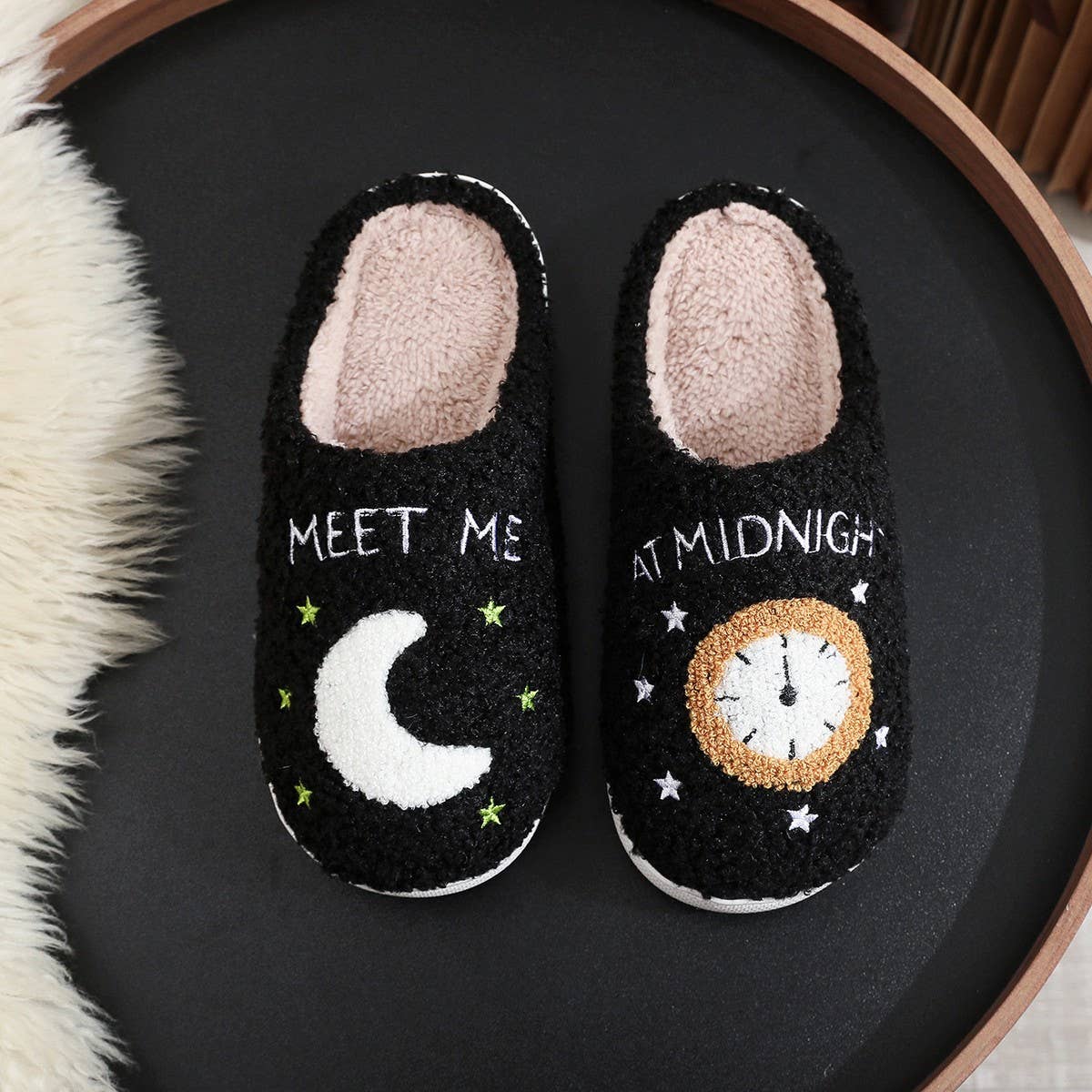 HOME SLIPPERS MOON CLOCK INDOOR COTTON SLIPPERS_CWMM3060