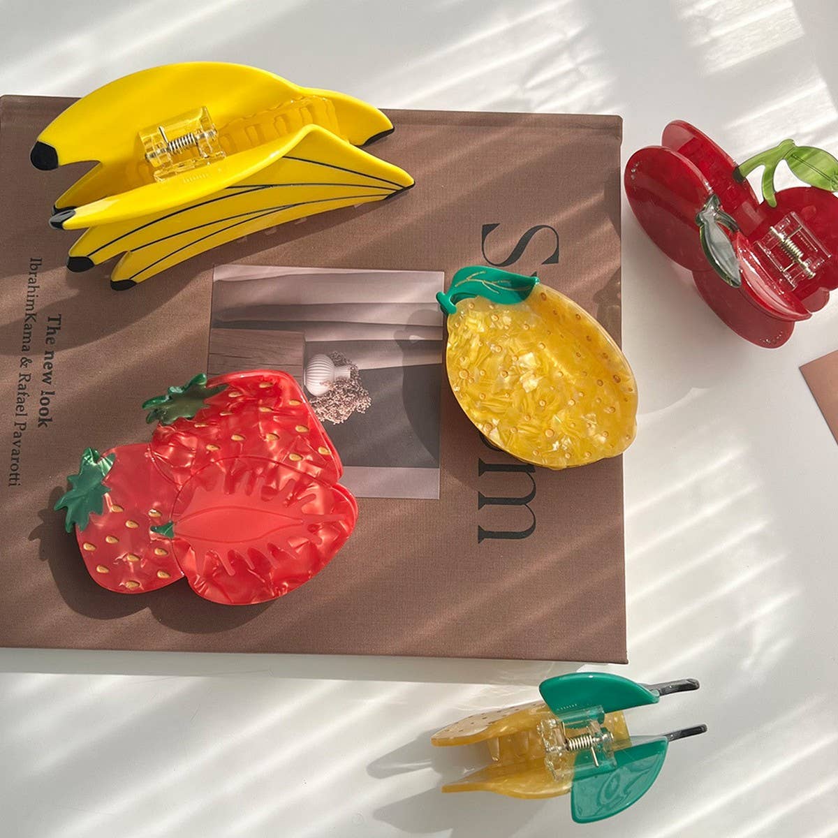 FRUIT HAIR CLAW STRAWBERRY LEMON CHERRY CLIP_CWAHA5764