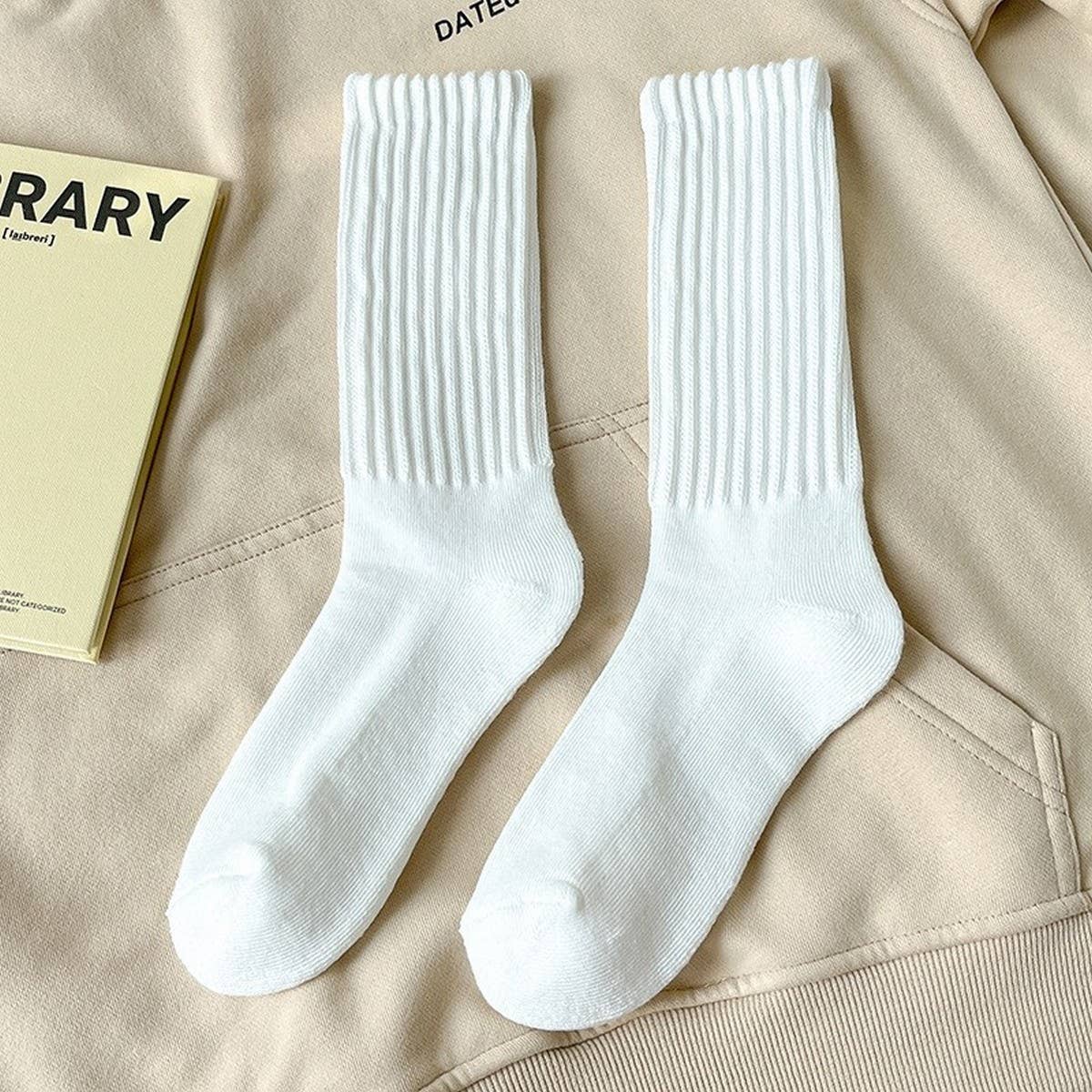 AUTUMN AND WINTER WARM SOLID COLOR STACKED SOCKS_CWMS1047