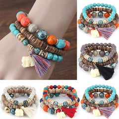 STYLISH ELEPHANT TASSEL MULTI LAYER BRACELET_CWASC0691