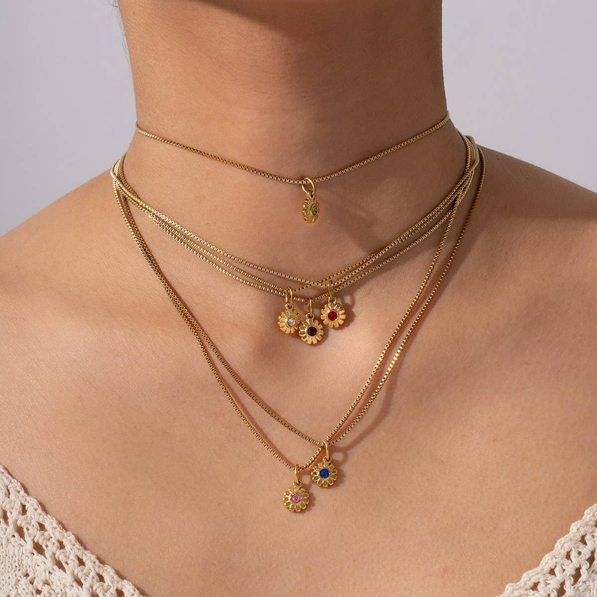 MINIMALIST STAINLESS STEEL MONTHLY STONE NECKLACE_CWMM8843