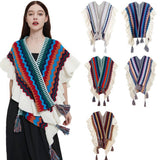 KNIT CAPE SHAWL TRAVEL WRAP FOR FALL WINTER_CWASC0158