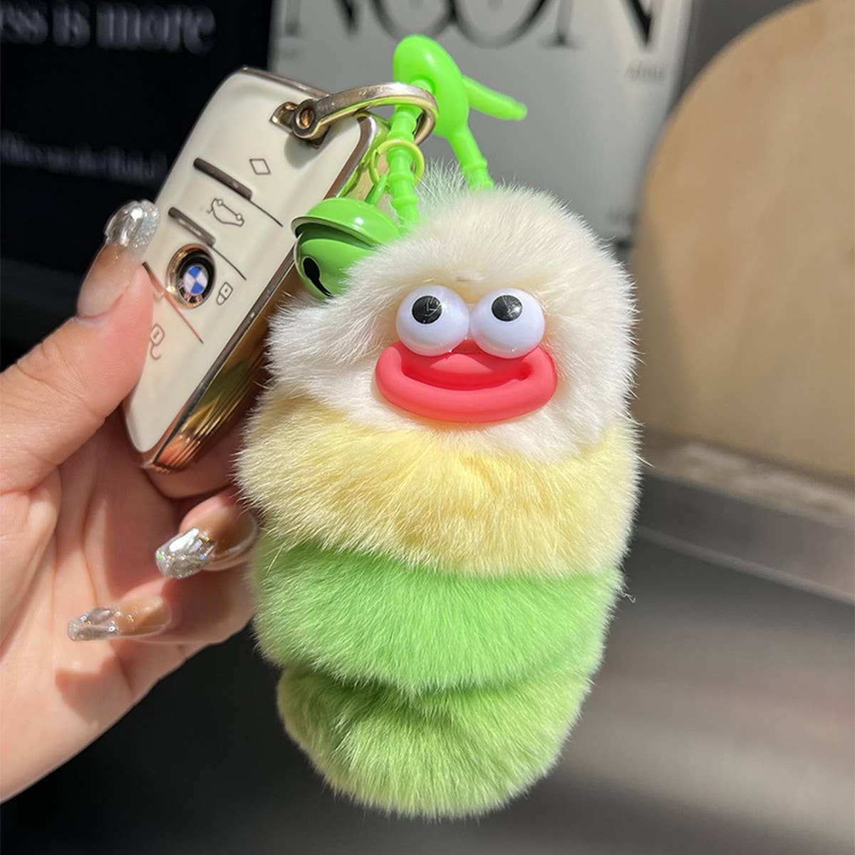 CUTE CATERPILLAR CAR KEYCHAIN PENDANT PLUSH DOLL_CWMM2453