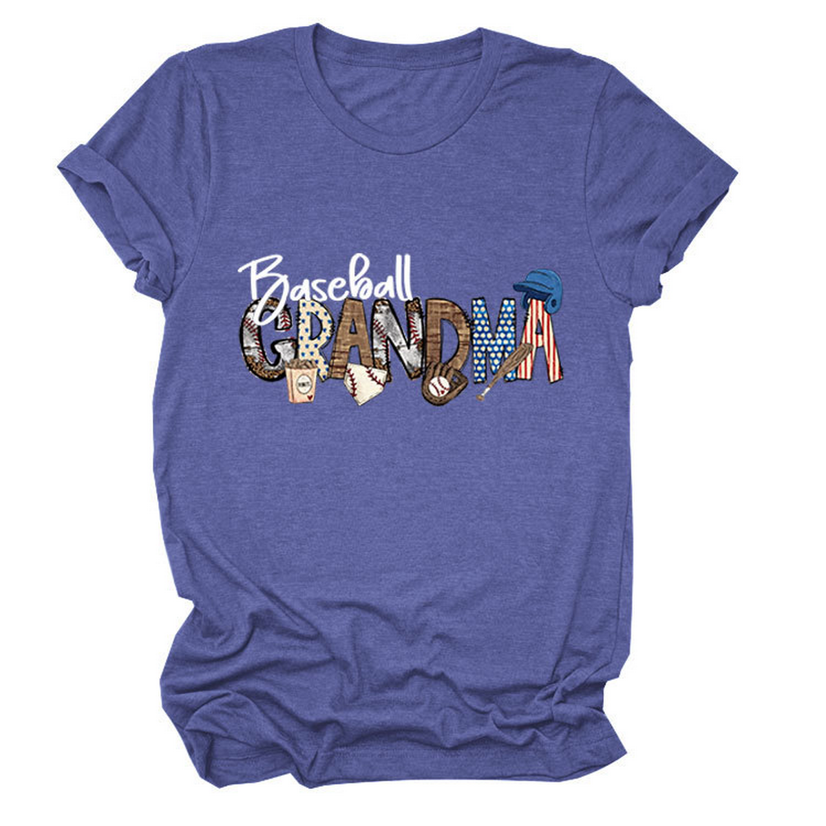 CASUAL CREW NECK TEE BASEBALL GRANDMA SHIRT_CWTTSL0496