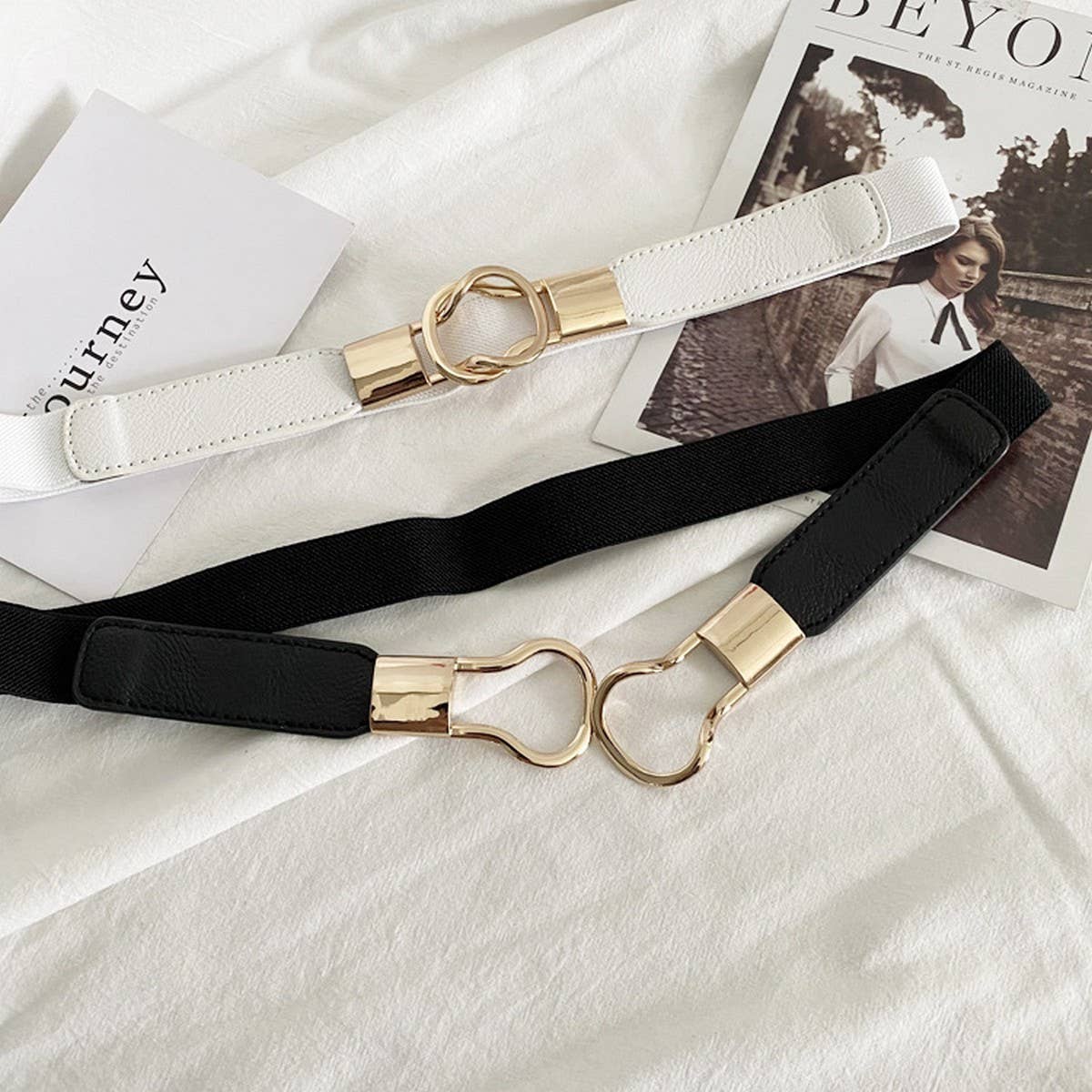 DOUBLE BUCKLE ELASTIC FASHIONABLE WAIST BELT_CWABE0652