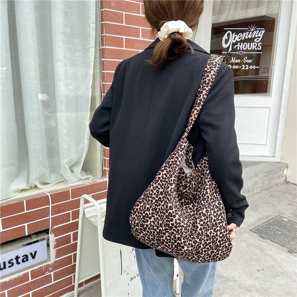 Cwab3894_Printed Single Shoulder Shopping Bag Canvas Bag