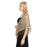 SEQUIN FRINGE TRIANGLE SHAWL BRIDAL PARTY WRAP_CWASC1085