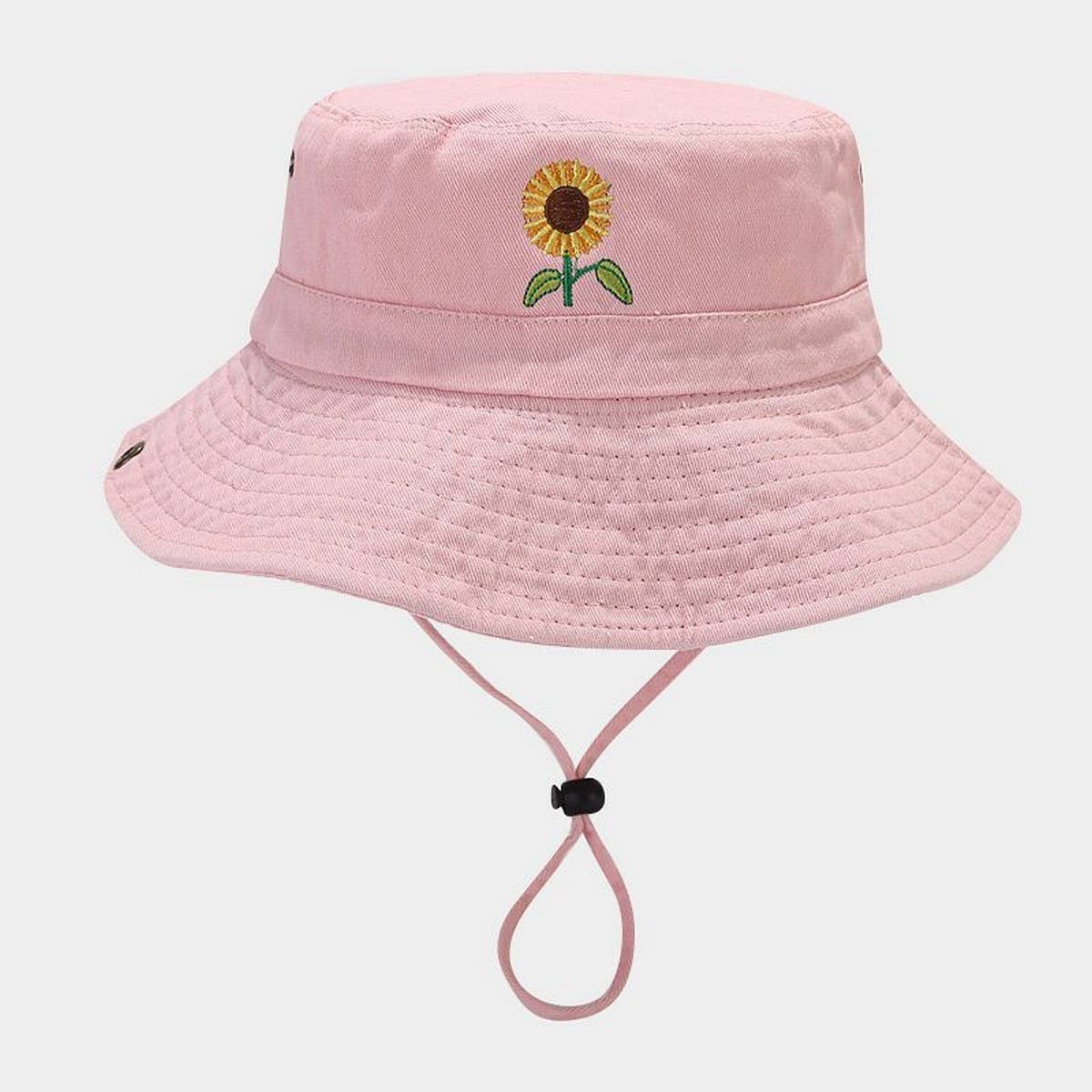 Vintage Floral Cotton Sun Hat With Wide Brim_Cwah3822