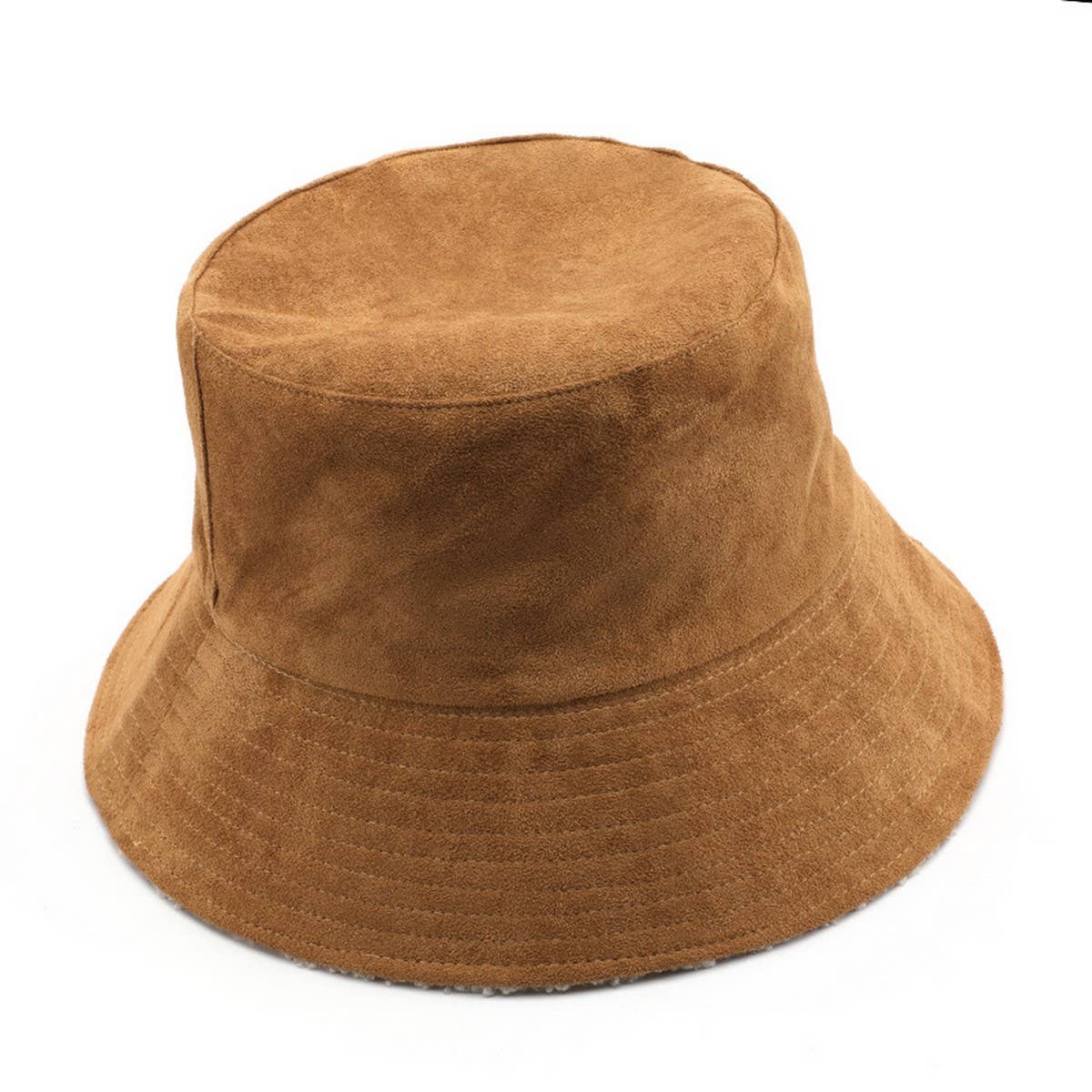 SOLID COLOR CHICKEN SKIN VELVET BUCKET HAT OUTDOOR_CWAH2175