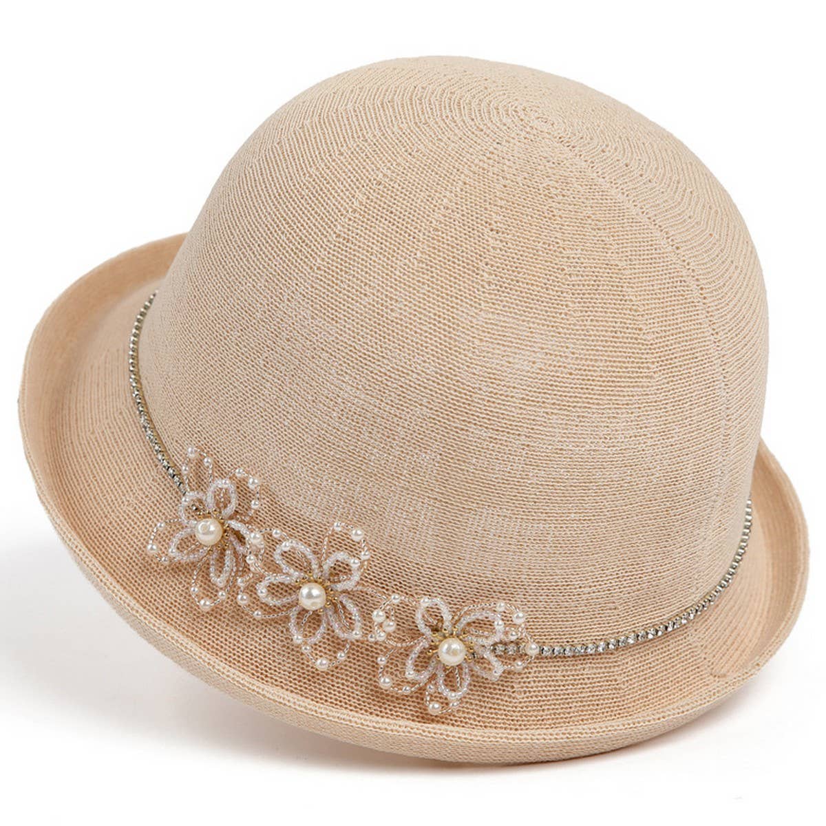PEARL FLOWER HEMLINE FISHERMAN HAT_CWAH1454