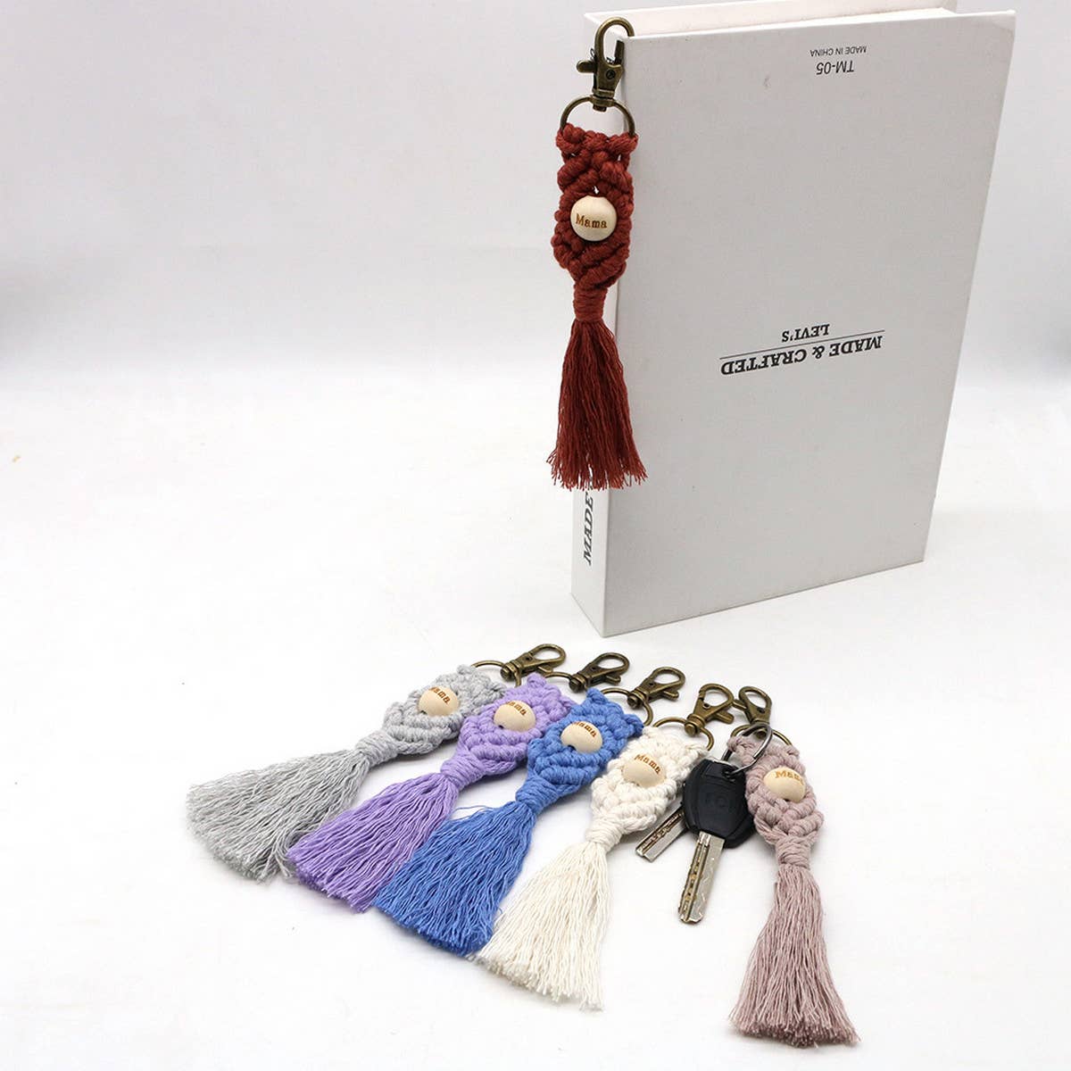 LETTER PENDANT COTTON ROPE BRAIDED KEYCHAIN_CWMM1579