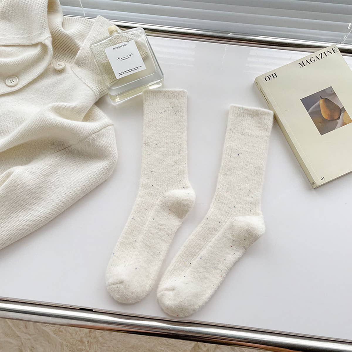 Women Winter Thickened Socks With Dot Yarn_Cwms0878