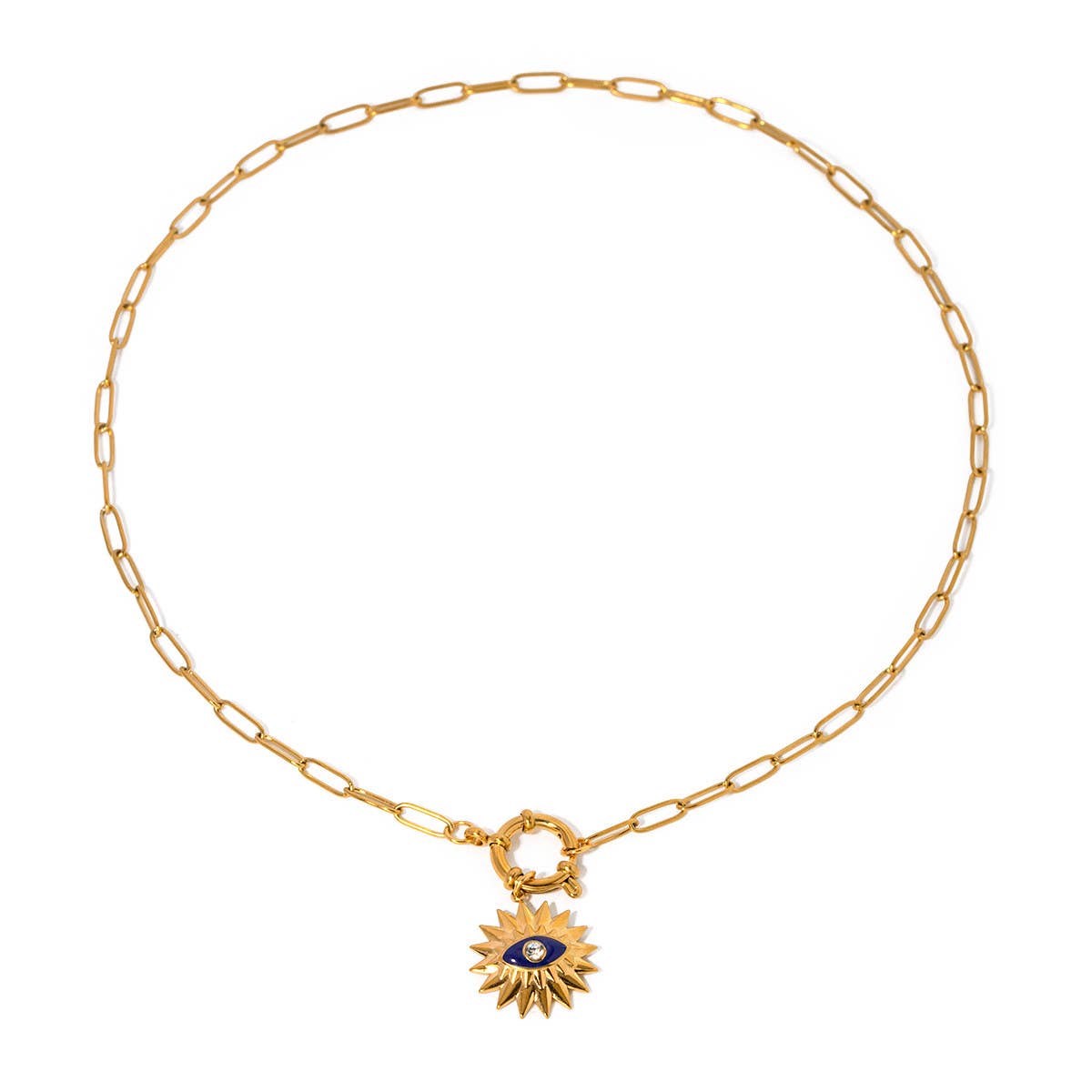 OIL DRIP RHINESTONE SUNFLOWER DEVILS EYE NECKLACE_CWAHA0913