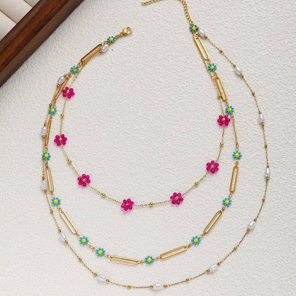 COLORFUL BEADED NECKLACE DOPAMINE CLAVICLE CHAIN_CWMM3677