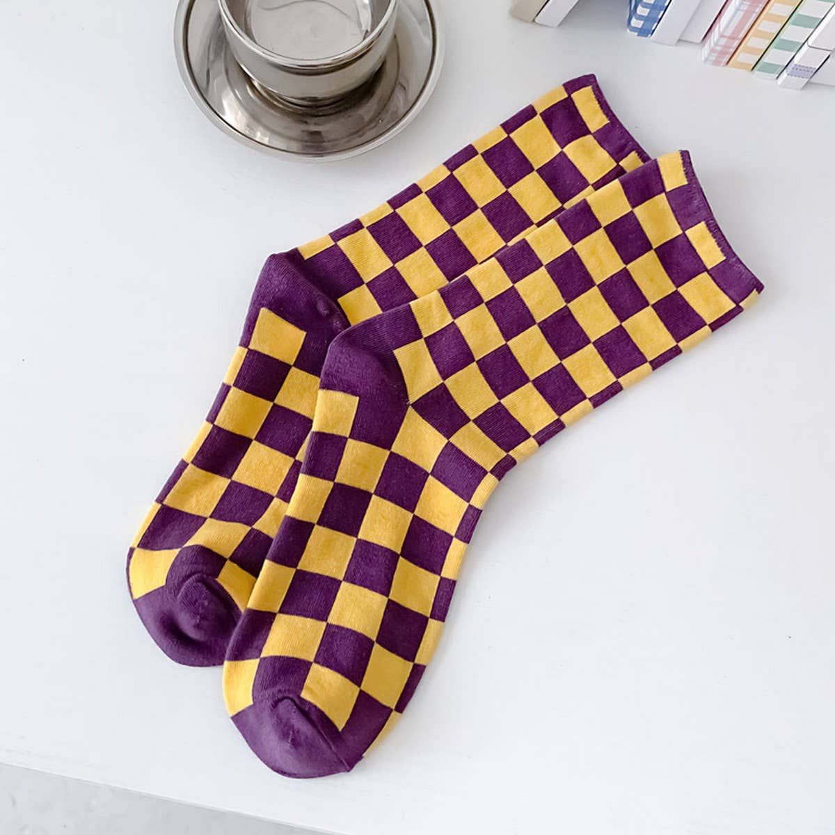 NEW ALL PLAID MID TUBE SOCKS FOR MEN AND WOMEN_CWMS0405