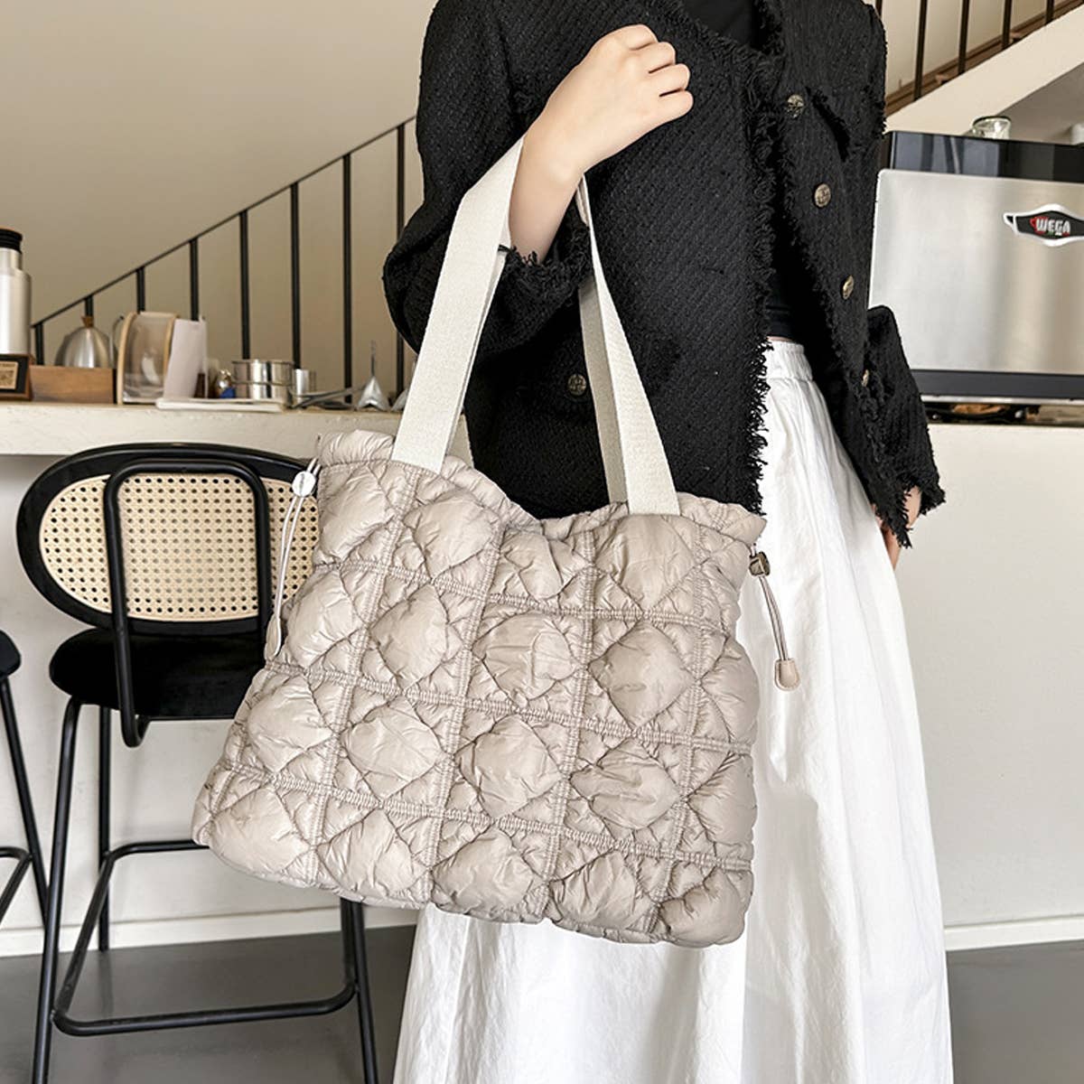 Women Large Capacity Drawstring Tote Bag_Cwab1751