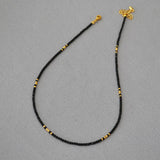 SIMPLE SHINY FACETED BLACK SPINEL BEADED NECKLACE_CWAJE2115