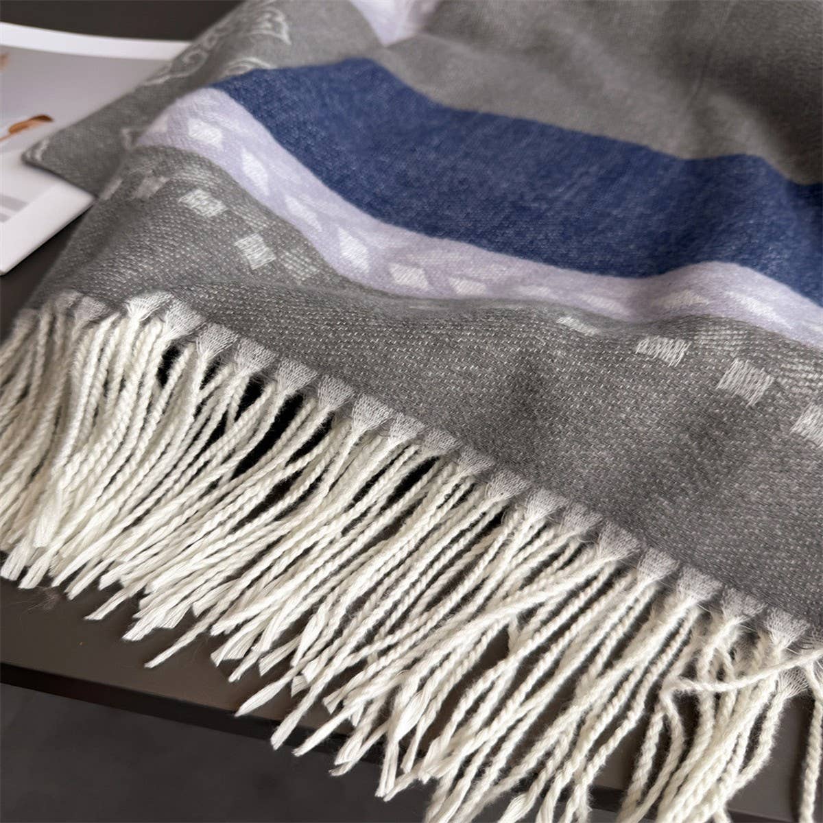 Winter Plaid Colorblock Tassel Scarf Wrap Unisex_Cwasc03273