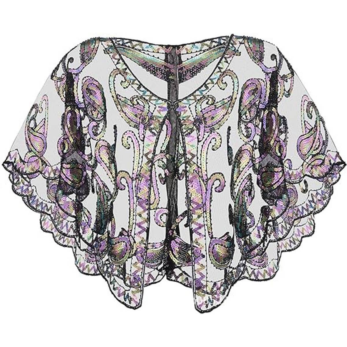 SEQUIN LACE EVENING SHAWL PARTY FORMAL WRAP_CWMM8953