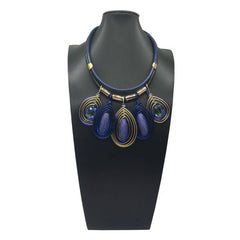 HAND WOVEN COLORFUL PENDANT LEATHER CORD NECKLACE_CWMM4926