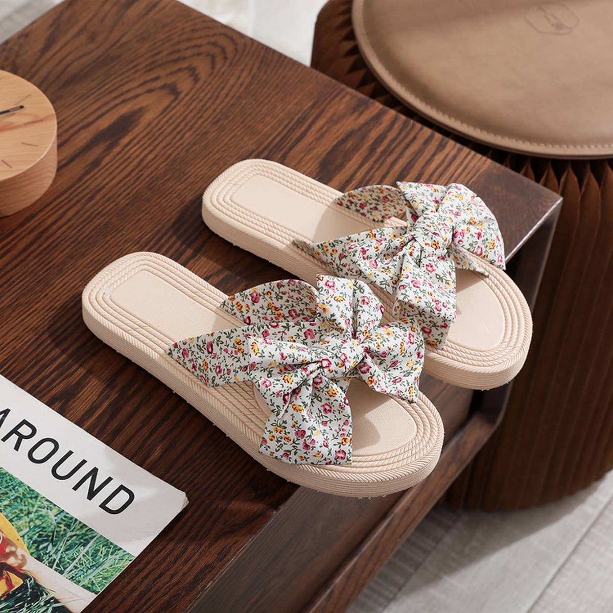 New Printed Flower Bow Sandals_Cwshs0724