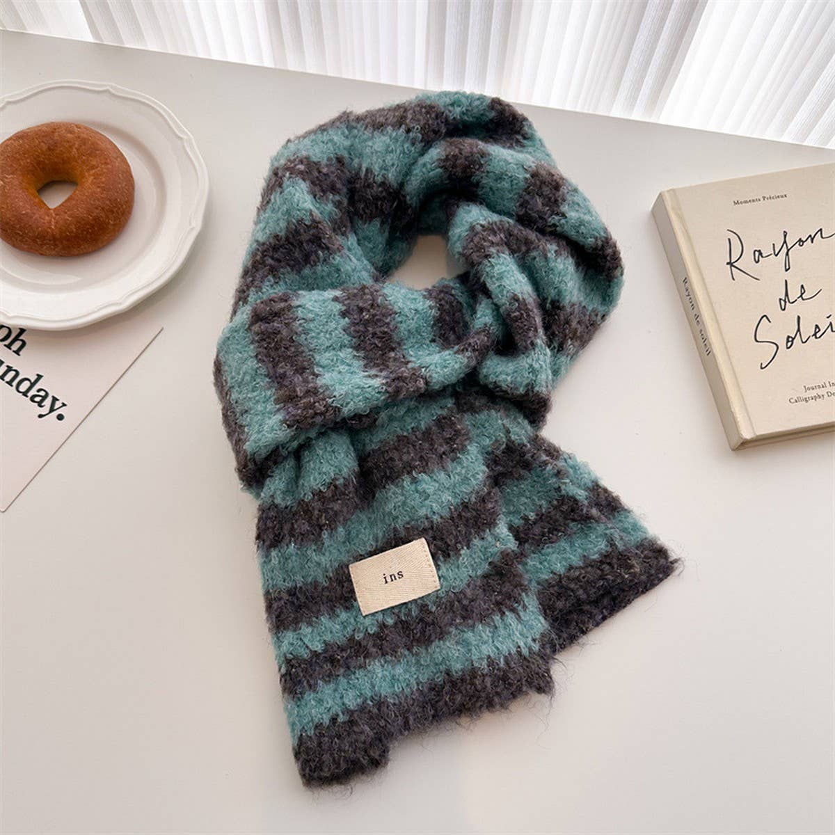 Chic Colorblock Wool Knit Scarf Cozy Shawl_Cwasc1450