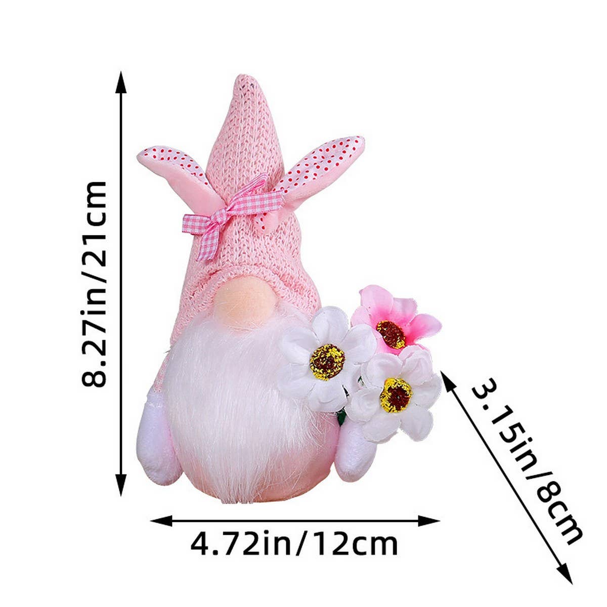 EASTER BUNNY GNOME HOLDING A BOUQUET OF FLOWERS_CWMM3481