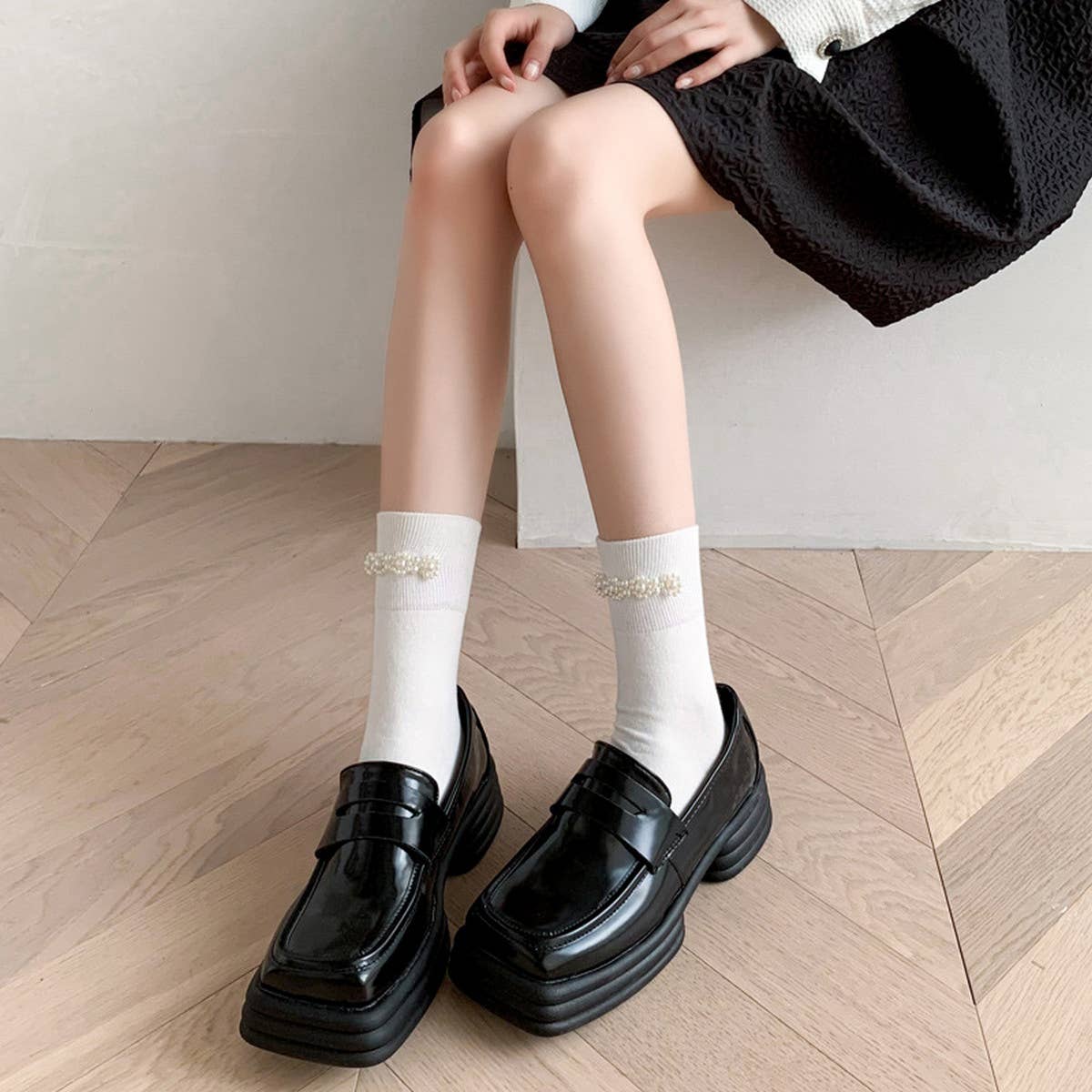 Women New Pearl Solid Color Socks_Cwms0468
