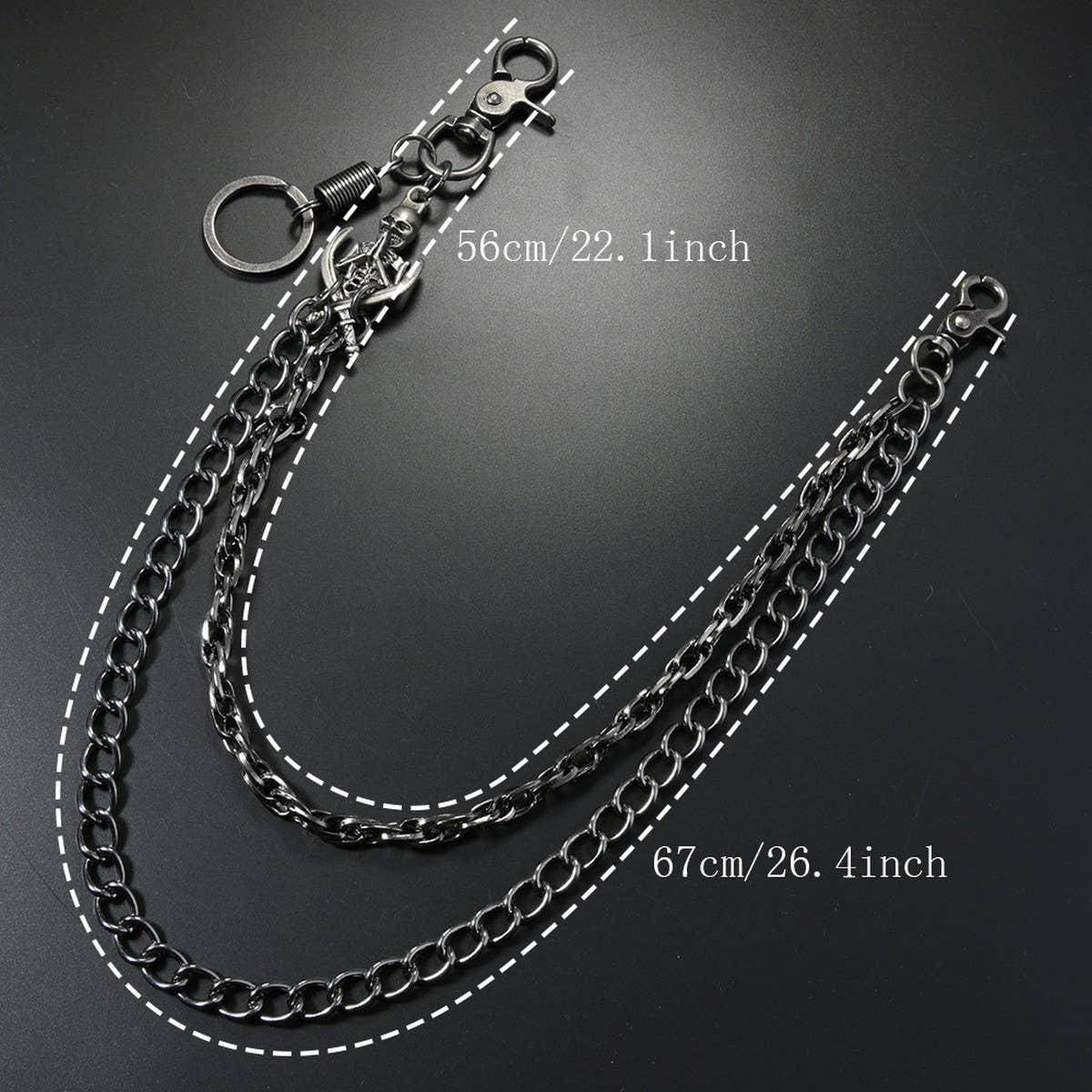PUNK SKULL PENDANT MULTI LAYERED TROUSER CHAIN_CWMM4878