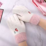 Winter Christmas Faux Mink Knitted Gloves_Cwag0233