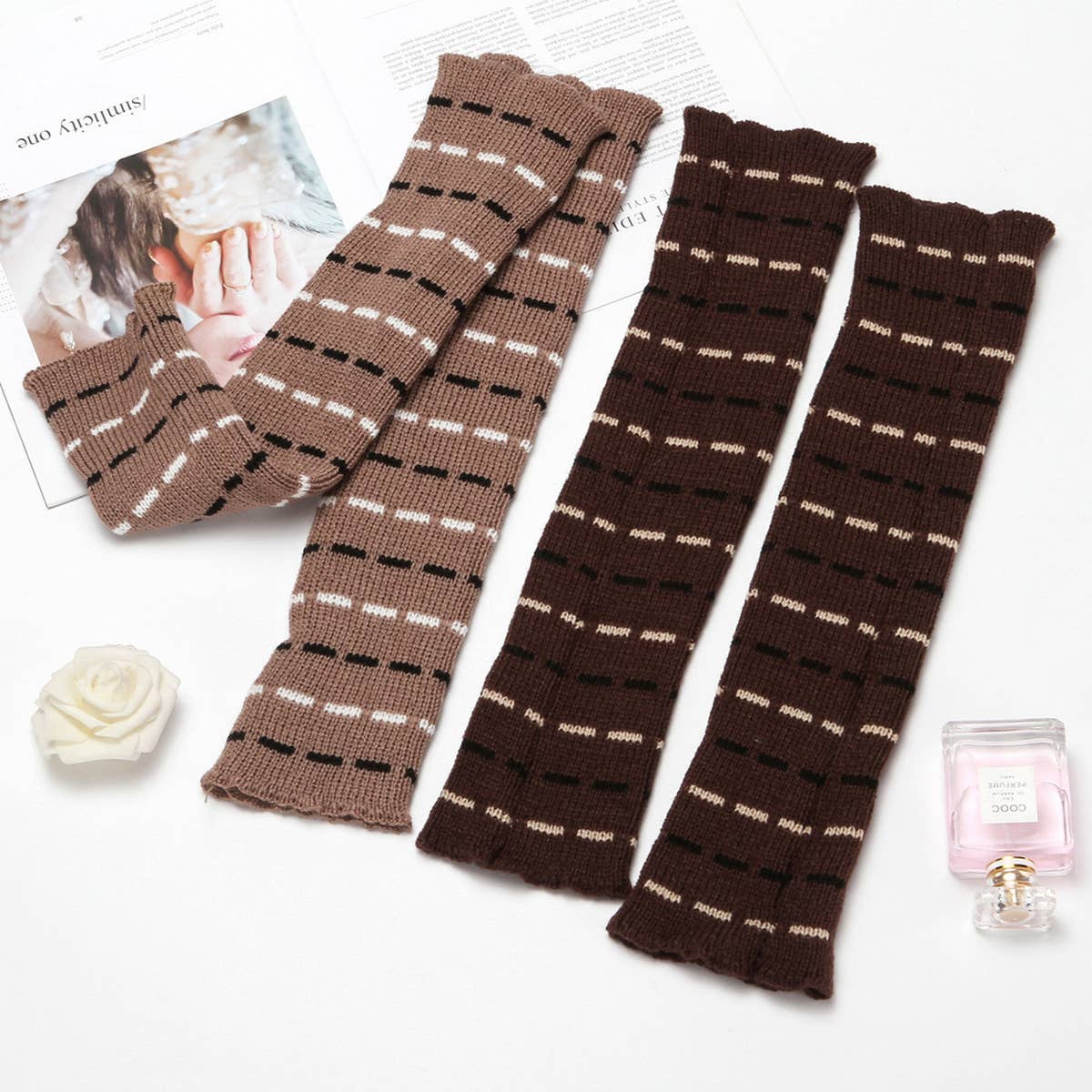 DOUBLE STRIPE WOOL KNEE SOCKS_CWMM1780