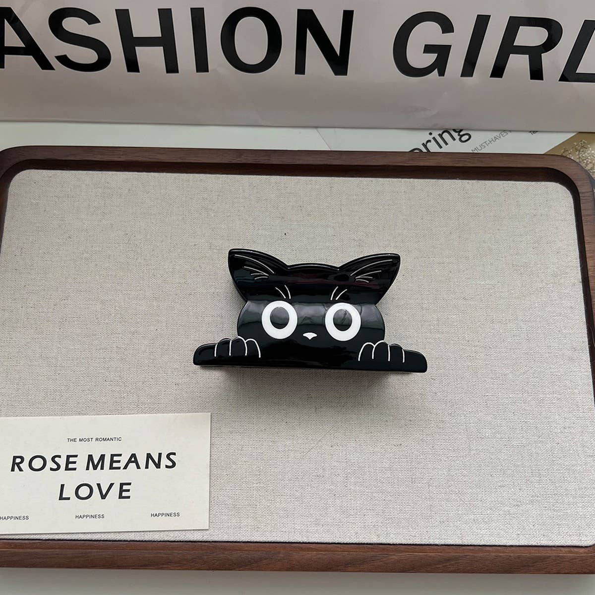 CUTE CAT HAIR CLAW SOLID ACETATE CLIP FOR GIRLS_CWAHA5745