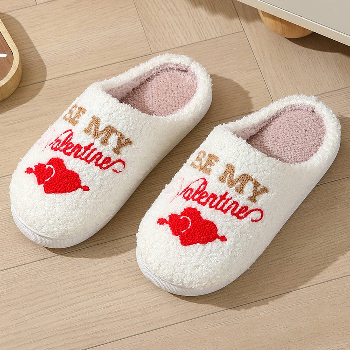 Valentines Day Love Cotton Fuzzy Slippers Women