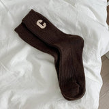 AUTUMN AND WINTER WARM LETTER C MID TUBE SOCKS_CWMS1055