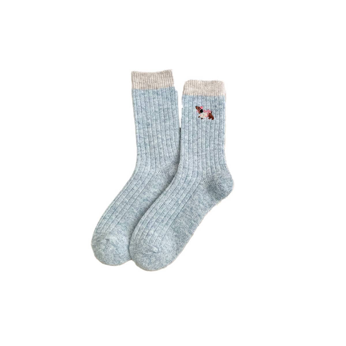 Womens Thick Wool Korean Slouchy Dog Socks_Cwms03287