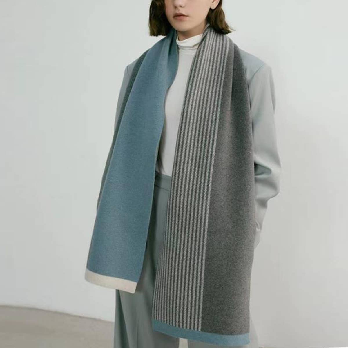 KNIT SCARF UNISEX ELEGANT WINTER COUPLES WRAP_CWASC0326