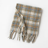 FUZZY PLAID SCARF SOFT TASSEL WRAP FOR WOMEN_CWASC1008