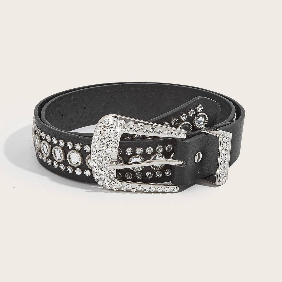 Cwabe0564_Punk Style Studded Rhinestone Belt