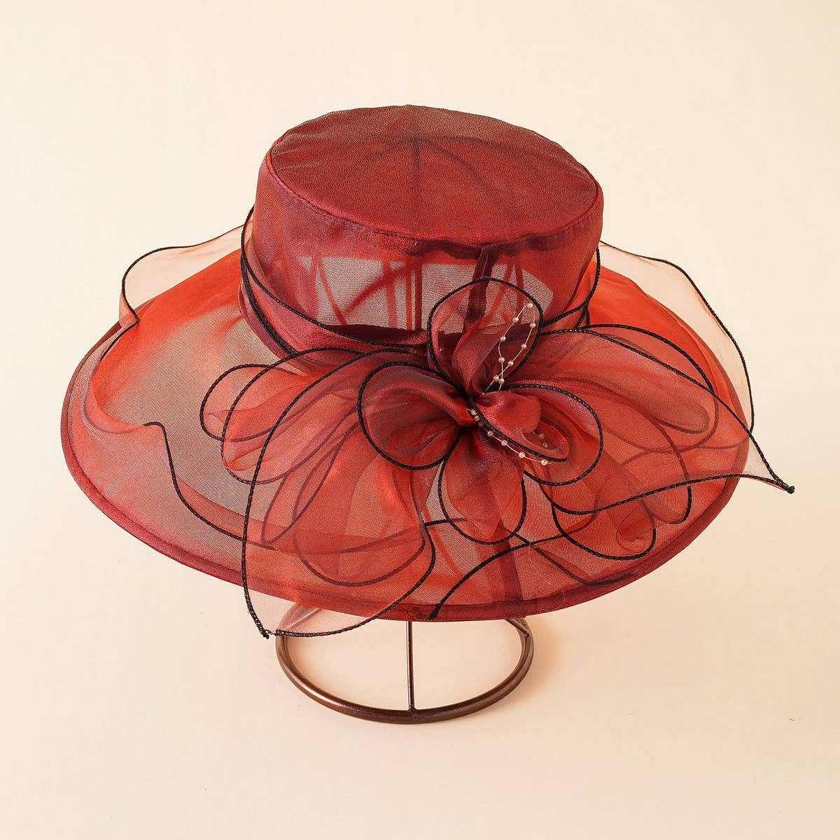 FLOWER MESH BEACH SUN HAT_CWAH1409