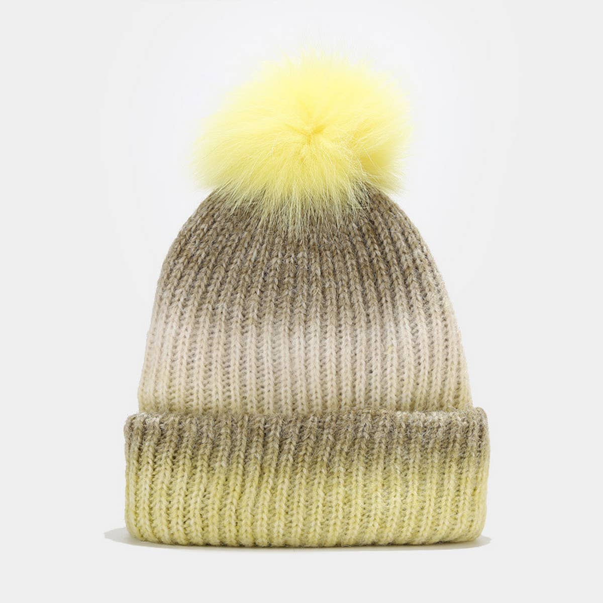 GRADIENT WARM POM POM KNITTED HAT_CWAH1618
